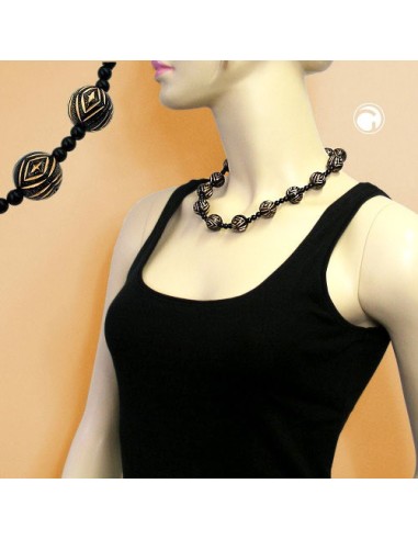 necklace designer beads black/gold-coloured
