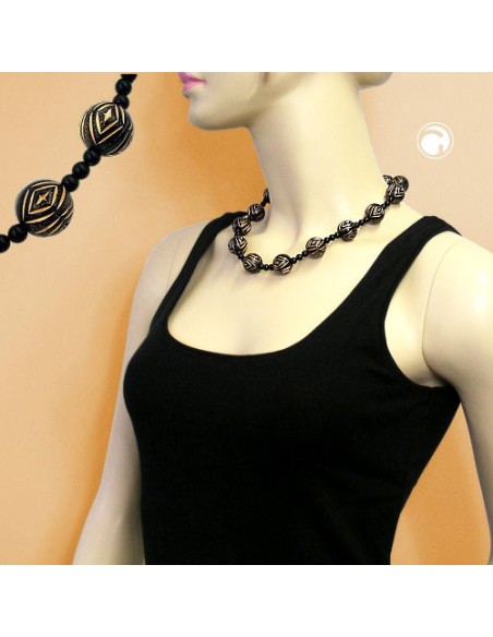 necklace designer beads black/gold-coloured