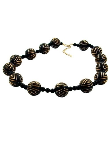 necklace designer beads black/gold-coloured