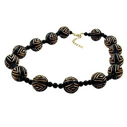 necklace designer beads black/gold-coloured