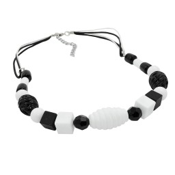 necklace various beads black and white black and white cord