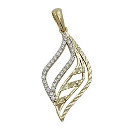 stunning diamond cut white cubic zirconia pendant - premium 9ct yellow gold - unique modern design - great gift for any occasion