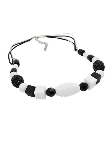 necklace various beads black and white black and white cord