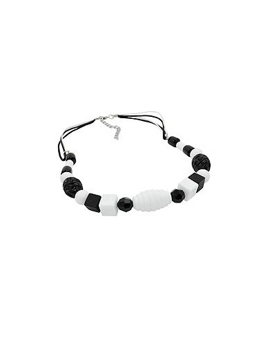 necklace various beads black and white black and white cord