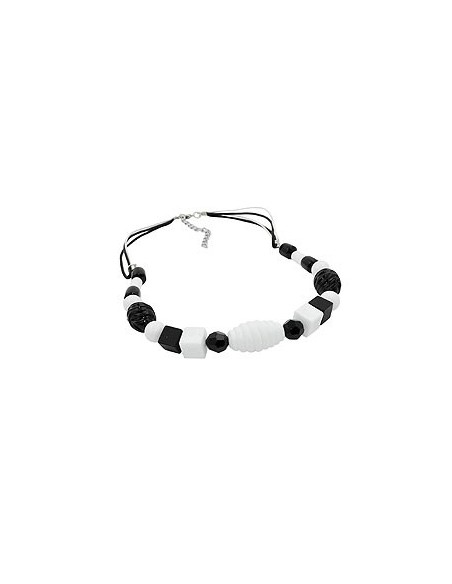 necklace various beads black and white black and white cord