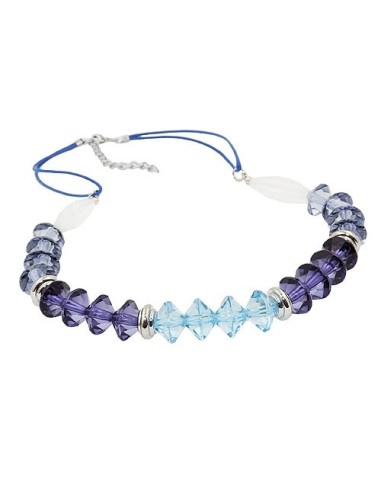 necklace faceted beads blue silver coloured beads
