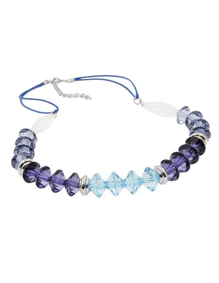 necklace faceted beads blue silver coloured beads