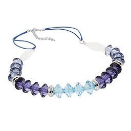 necklace faceted beads blue silver coloured beads