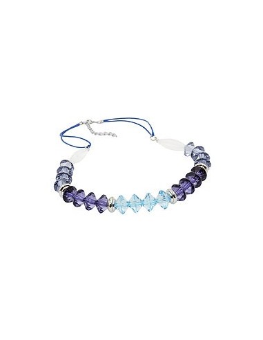 necklace faceted beads blue silver coloured beads