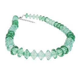 necklace many faceted beads petrol-turquoise transparent