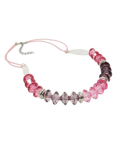 necklace faceted beads pink silver coloured beads