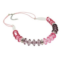 necklace faceted beads pink silver coloured beads