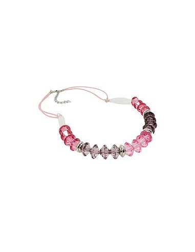 necklace faceted beads pink silver coloured beads