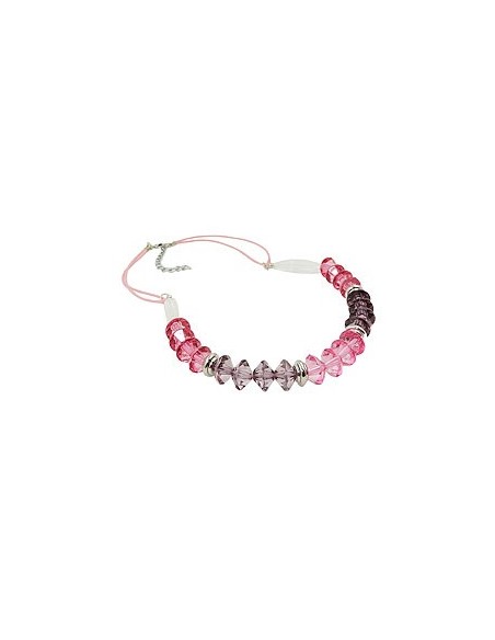 necklace faceted beads pink silver coloured beads