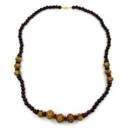 necklace beads dark brown olive 80cm