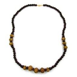 necklace beads dark brown olive 80cm