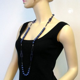 necklace beads steel-blue 110cm