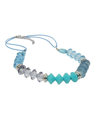 necklace faceted beads turquoise & silver colored