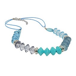 necklace faceted beads turquoise & silver colored