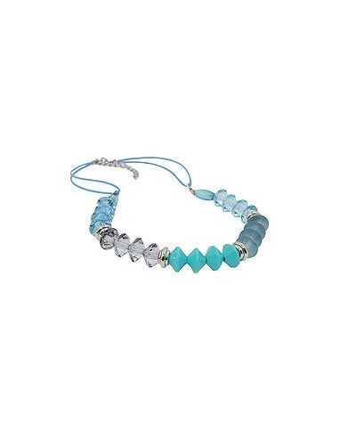 necklace faceted beads turquoise & silver colored