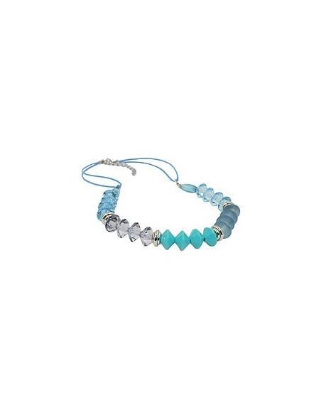 necklace faceted beads turquoise & silver colored