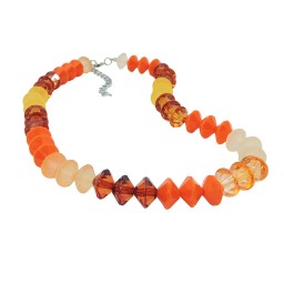 necklace faceted beads orange-colour silver coloured beads