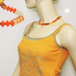 necklace faceted beads orange-colour silver coloured beads