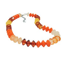 necklace faceted beads orange-colour silver coloured beads