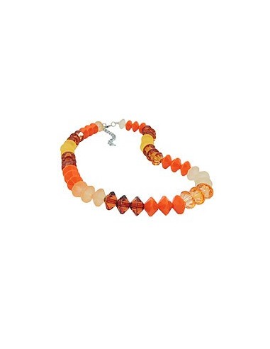 necklace faceted beads orange-colour silver coloured beads