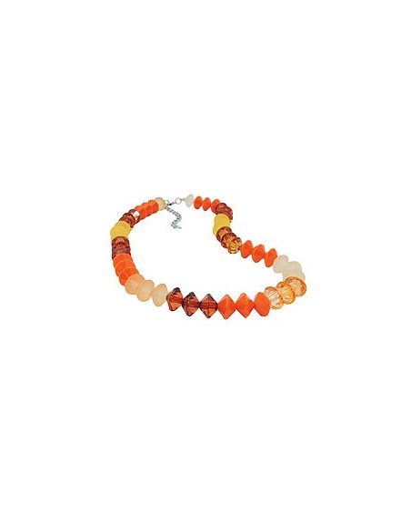 necklace faceted beads orange-colour silver coloured beads