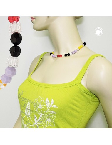 necklace honeycomb beads multicolor faceted