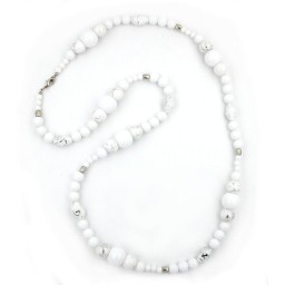 necklace beads silver-tone 95cm