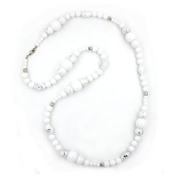 necklace beads silver-tone 95cm