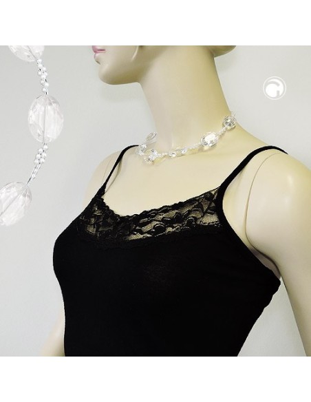 necklace large faceted plastic beads transparent tiny beads pearly white