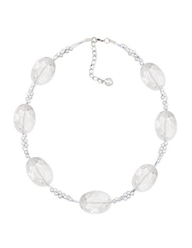 necklace large faceted plastic beads transparent tiny beads pearly white