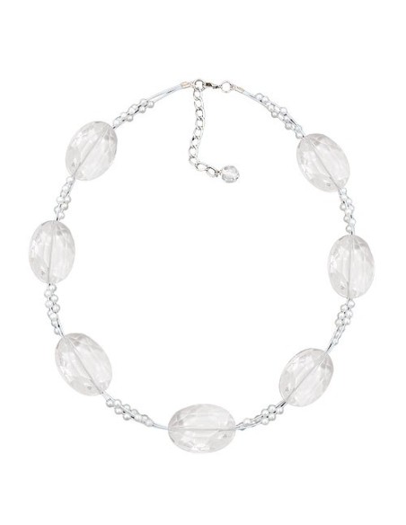 necklace large faceted plastic beads transparent tiny beads pearly white