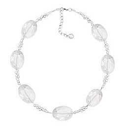 necklace large faceted plastic beads transparent tiny beads pearly white