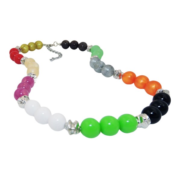 necklace beads multicolor silver coloured beads