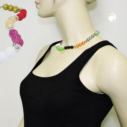 necklace beads multicolor silver coloured beads