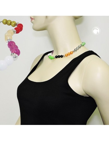necklace beads multicolor silver coloured beads