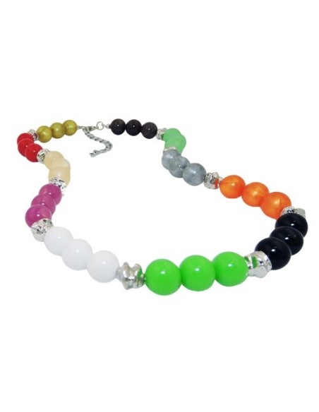 necklace beads multicolor silver coloured beads