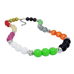 necklace beads multicolor silver coloured beads