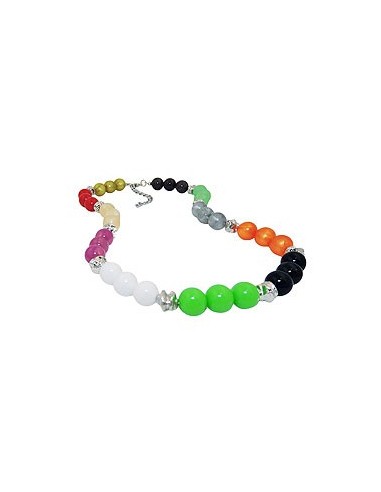necklace beads multicolor silver coloured beads