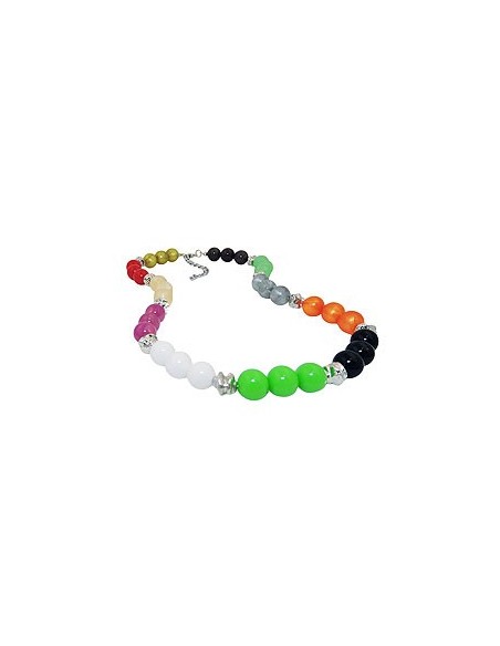 necklace beads multicolor silver coloured beads