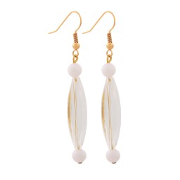 hook earrings groove olive transparent white gold coloured