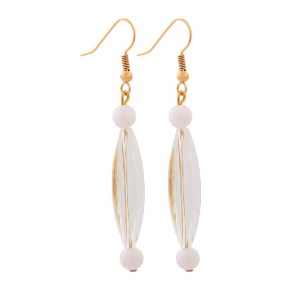 hook earrings groove olive transparent white gold coloured