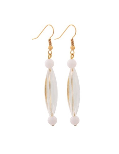 hook earrings groove olive transparent white gold coloured