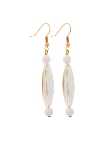 hook earrings groove olive transparent white gold coloured