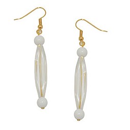 hook earrings groove olive transparent white gold coloured