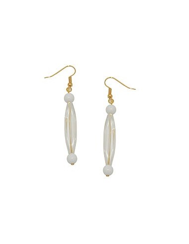 hook earrings groove olive transparent white gold coloured